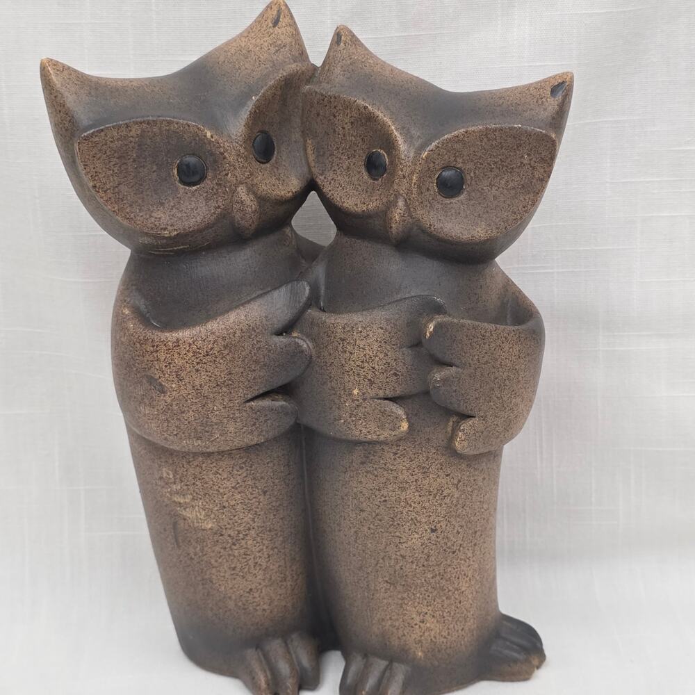 Jozie B Hugs Owls Figurine Bronze Finish Resin Owl Couple Statue 8" Decor